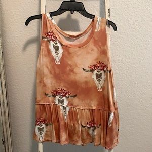 Coral Cow Skull Tank